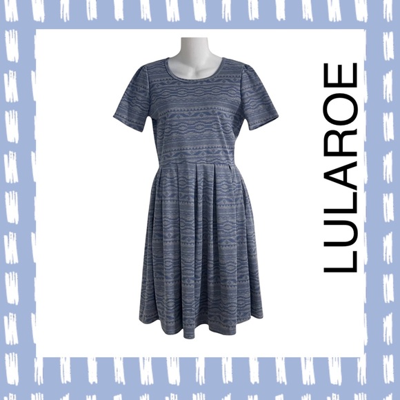 LULAROE Simply Comfortable Amelia Midi Skater Geometric Print Dress w Back Zip - Picture 1 of 13